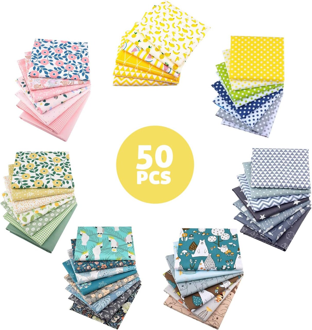 50pcs 100% Cotton Fabric Bundle 10" x 10" PreCut Fat Squares Sheets(Solid)